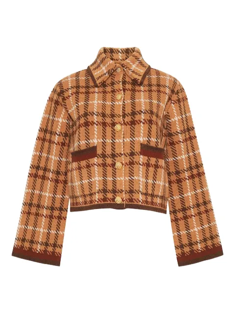 Cara Cara Delilah plaid-jacquard cardigan Brown 9431CPL