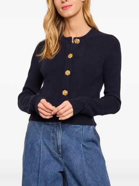 Cara Cara floral-buttons wool-cashmere blend cardigan Blue 9189NVY