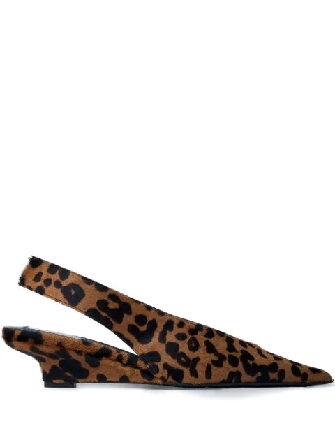 TOTEME wedge-heel pony hair slingback pumps Brown 254WAS0165LE0070P207