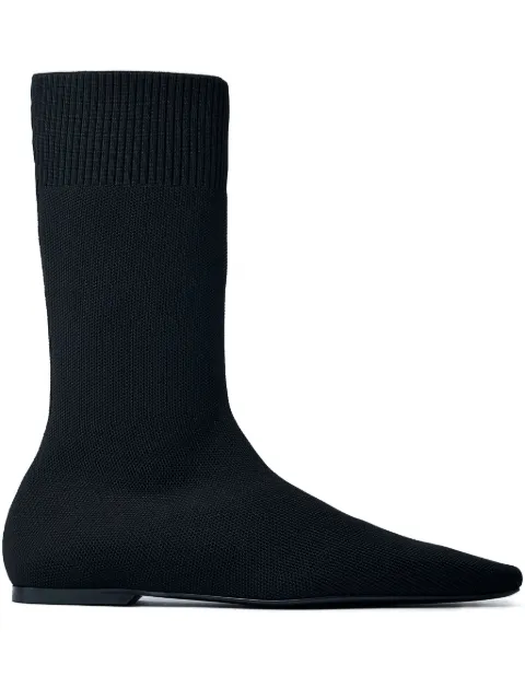 TOTEME square-toe ribbed-knit boots Black 254WAS0241SC0142001