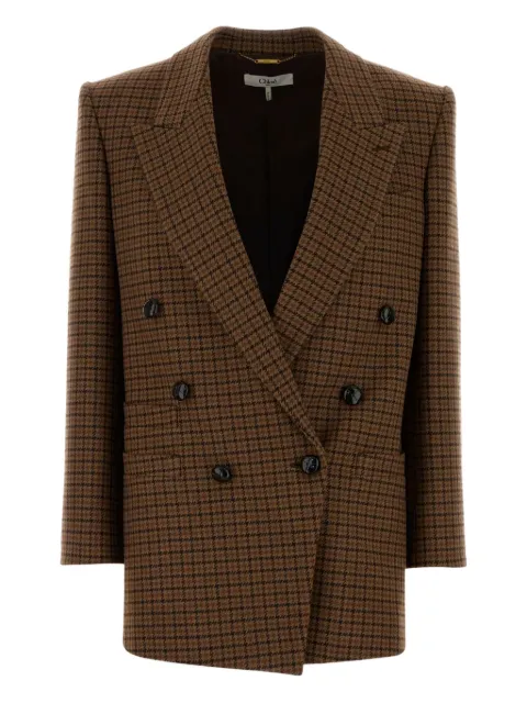 Chloé houndstooth wool blazer Brown CH25WVE62169