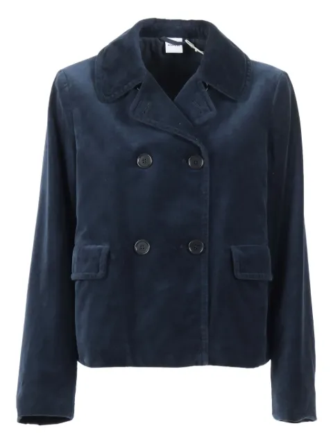 ASPESI double-breasted velvet-texture jacket Blue G0955V548
