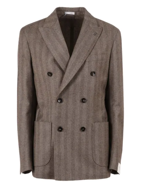 Brera herringbone double-breasted blazer Brown A5FIRENZETGE1