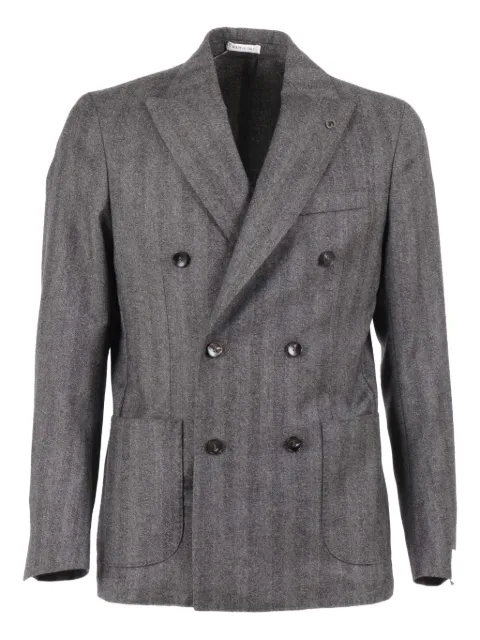 Brera herringbone double-breasted blazer Grey A5FIRENZETGE1