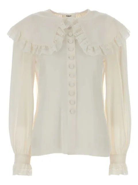 Chloé lace-trimmed blouse White CH25WHT07005