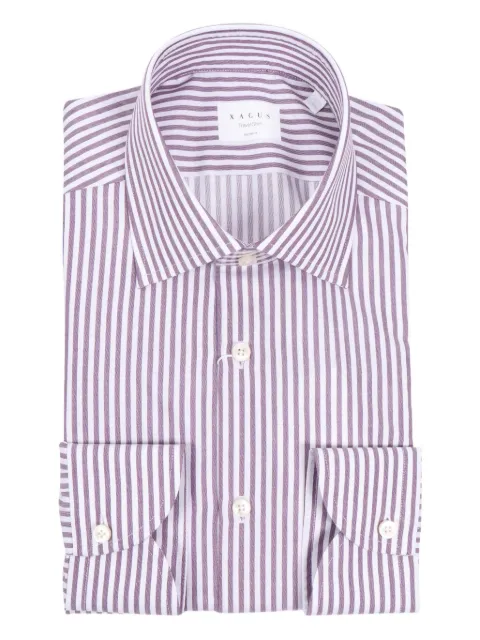 Xacus striped-pattern long-sleeve shirt White WF531ML91810