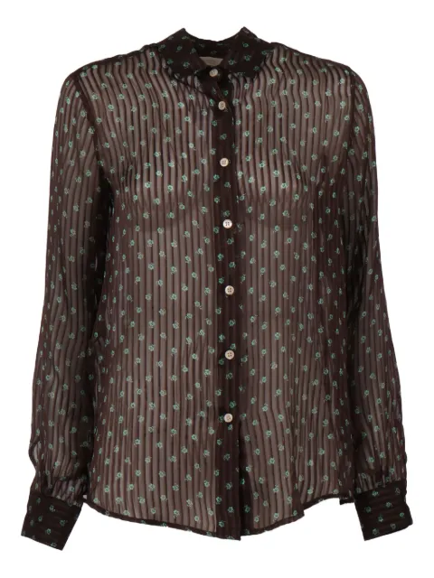 Mazzarelli striped floral shirt Brown 3652