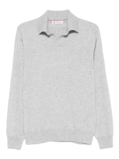 Brunello Cucinelli long-sleeve polo sweater Grey M22203805CK773