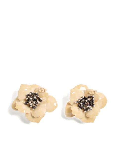 Valentino Garavani Fleur Lumineuse clip-on earrings Neutrals WJ0Y15UJP