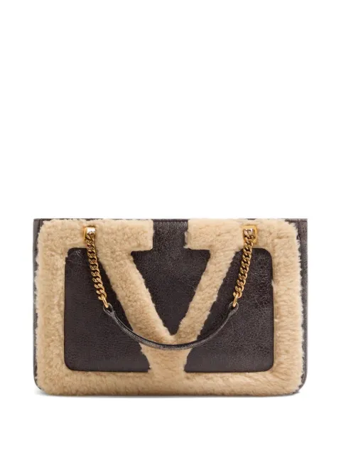 Valentino Garavani small Viva Superstar shearling tote bag Brown WB0S69HDL