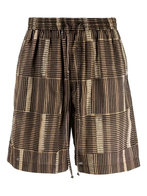Nanushka Striped elasticated-waist Shorts Brown NM25STTV02986