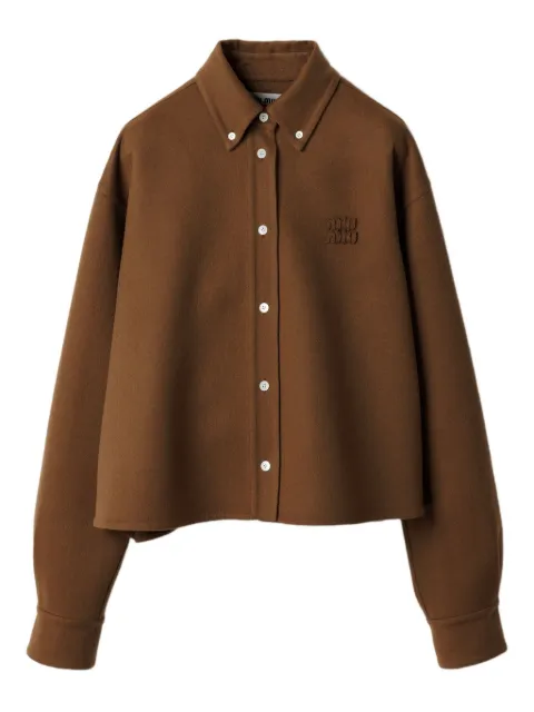 Miu Miu logo-embroidered shirt Brown MK1659SOOO15Q8