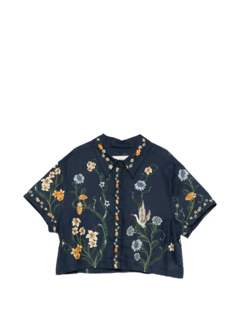 Agua By Agua Bendita Virtuosa floral cropped shirt Blue 20305