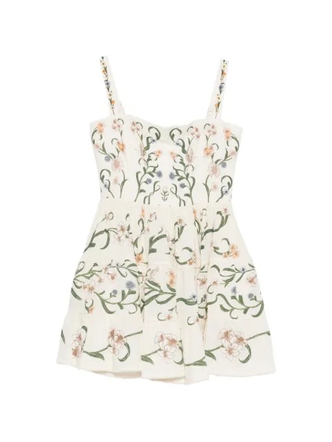 Agua By Agua Bendita Lima Laguna floral-print tiered mini dress Neutrals 20298