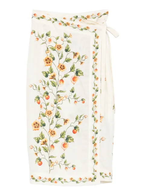 Agua By Agua Bendita Pareo floral pencil midi skirt Neutrals 20261