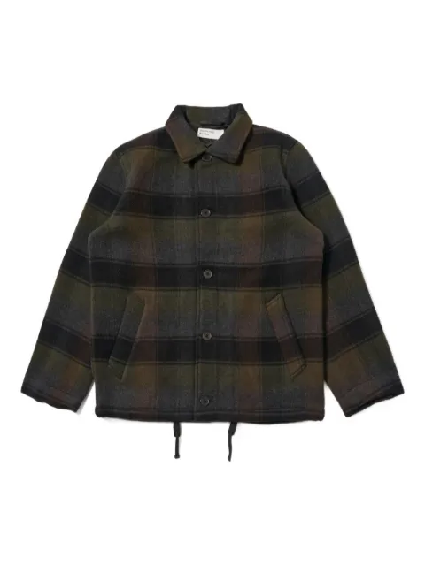 Universal Works button-fastening checked jacket Brown 33107