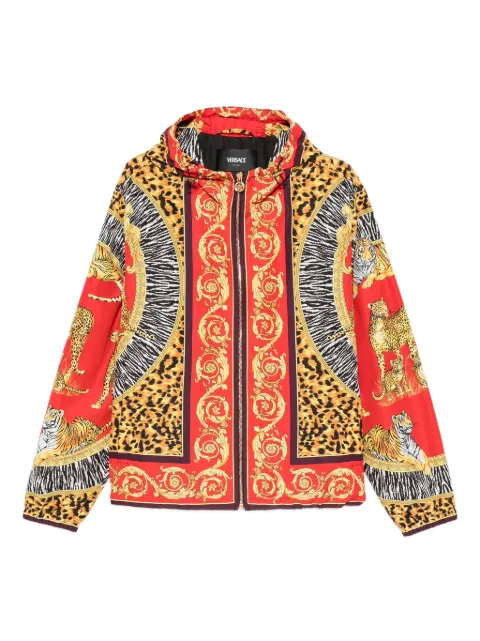 Versace Animalier zip-up hooded jacket Red 10198951A15899