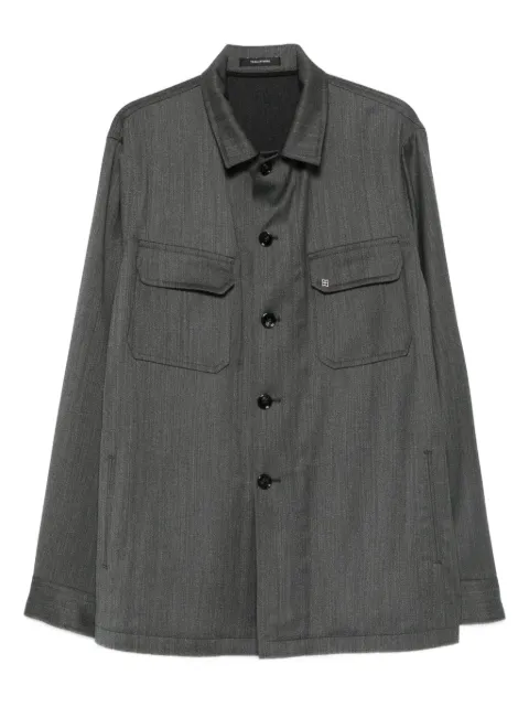 Tagliatore logo-appliqué shirt jacket Grey GCALVIN060107