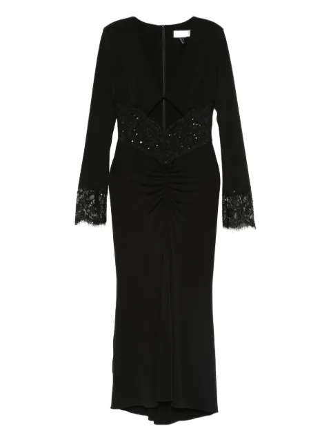NISSA lace-detail midi dress Black RS16124