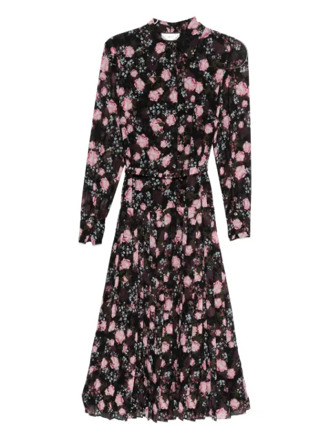 NISSA floral-print pleated dress Black RZ16158