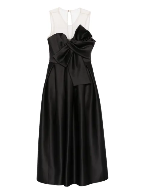 NISSA bow-detail midi dress Black RS16259