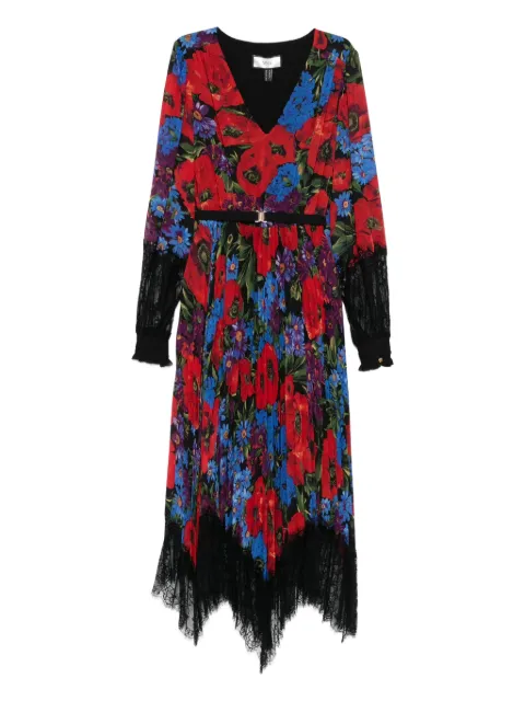 NISSA floral-print lace midi dress Red RC16365