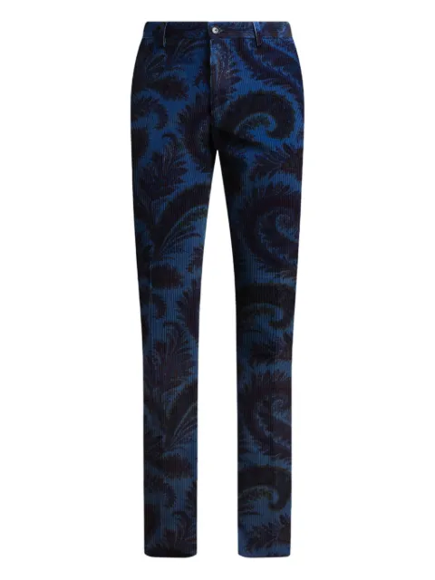 ETRO ribbed foliage trousers Blue MREA000599SA5K7