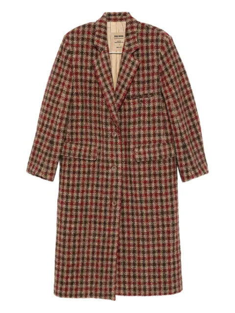 Uma Wang checked single-breasted coat Red UW8010