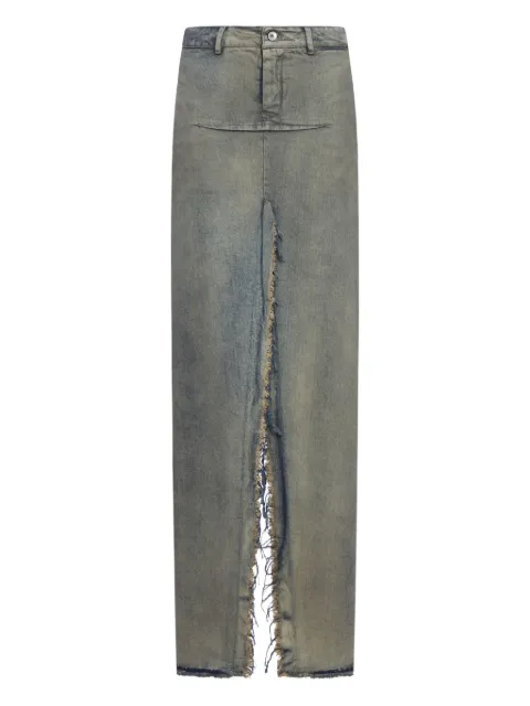 Rick Owens frayed denim skirt Blue RO02E4393DWG