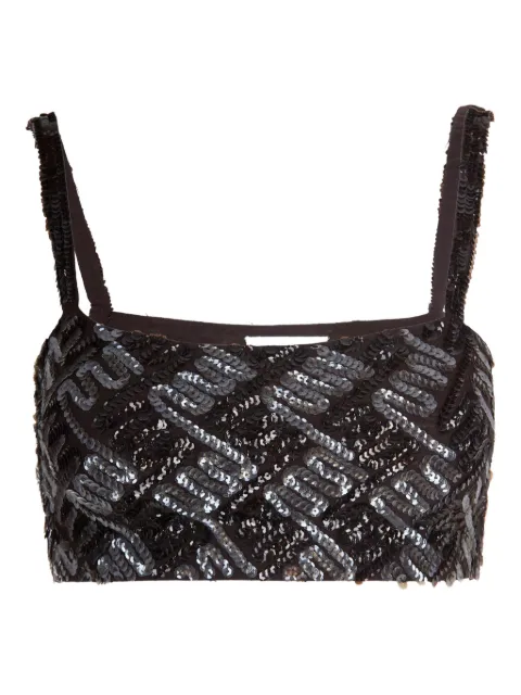 P.A.R.O.S.H. sequin-embellished top Brown D311682GEOMETRIC808