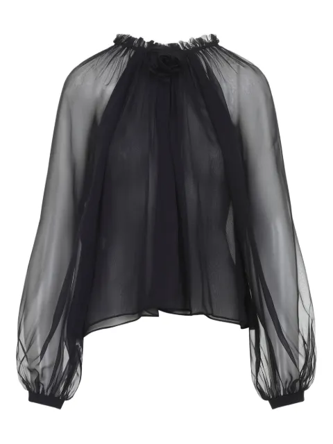 Alberta Ferretti balloon-sleeve silk blouse Black AEF252M02135115