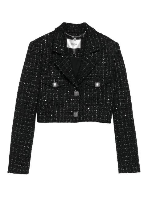 NISSA sequin-embellished buttoned jacket Black SS1352