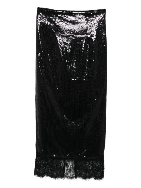 NISSA sequin-embellished lace-trim skirt Black FS16108