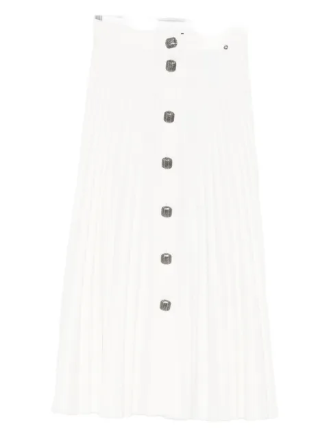 NISSA buttoned pleated midi skirt White F1352