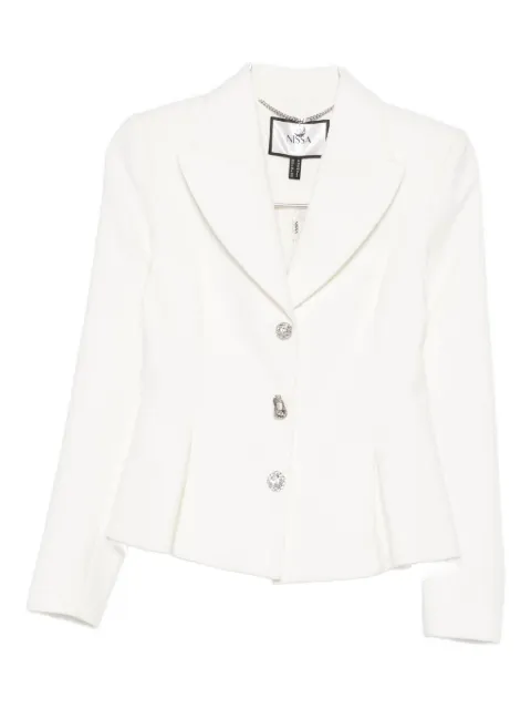 NISSA crystal-embellished single-breasted blazer White SS1351