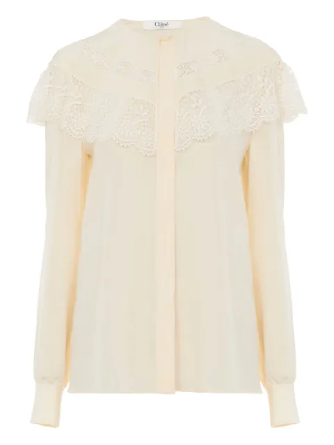 Chloé lace-trimmed blouse White CH25AHT56125