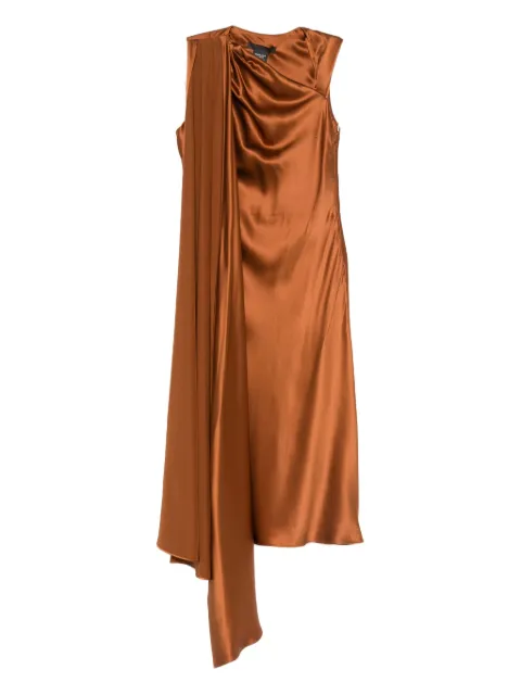 Max Mara draped silk midi dress Brown 21226084600