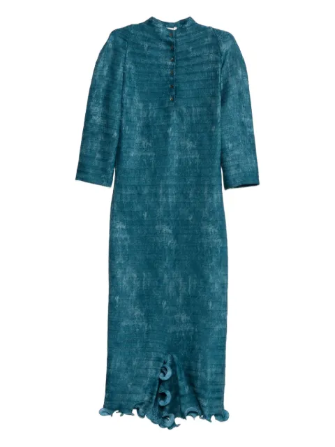 FENDI button ruffled midi dress Blue FDD417AVJE