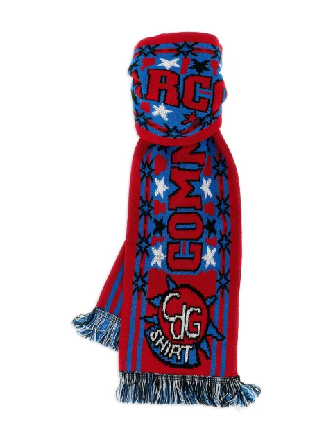 Comme Des Garçons Shirt intarsia-knit fringed scarf Red FPK401W251