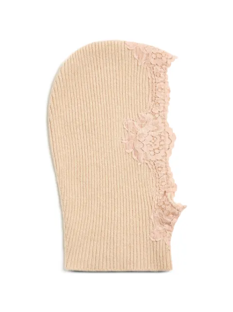 Valentino Garavani VLogo Signature cashmere and lace hood Neutrals WHM00KGTD