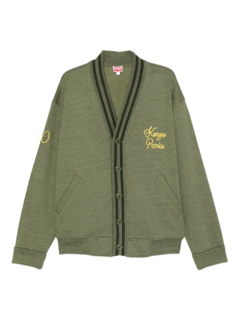 Kenzo Paris Chainstitch-embroidered V-neck cardigan Green FF65CA5504MO