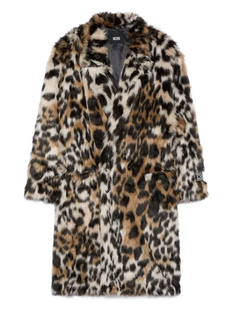 GCDS Leopard print coat Neutrals B2CM0705TS4