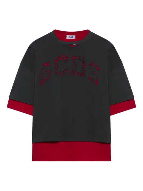 GCDS laser cut-logo T-shirt Grey B2CM2314JF1