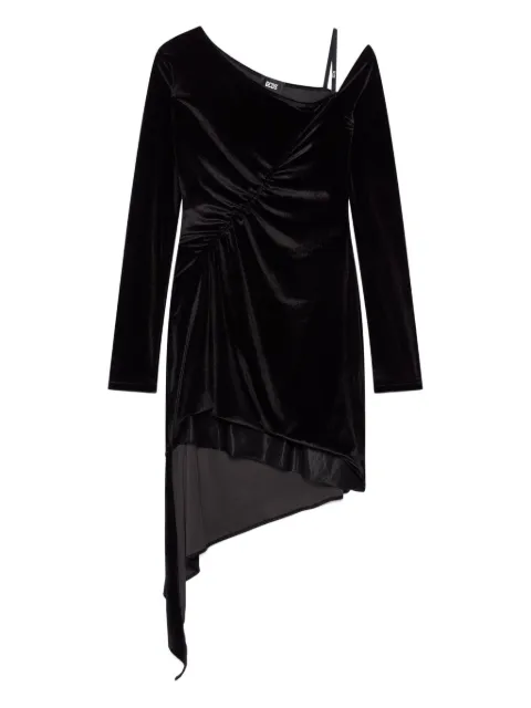 GCDS asymmetric ruched mini dress Black B2CW1100TR5