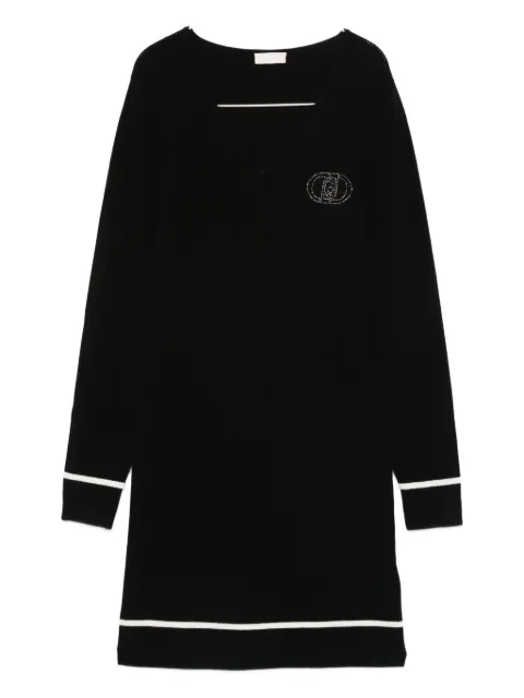 LIU JO V-neck logo-embellished dress Black TF5253MS63L03N66