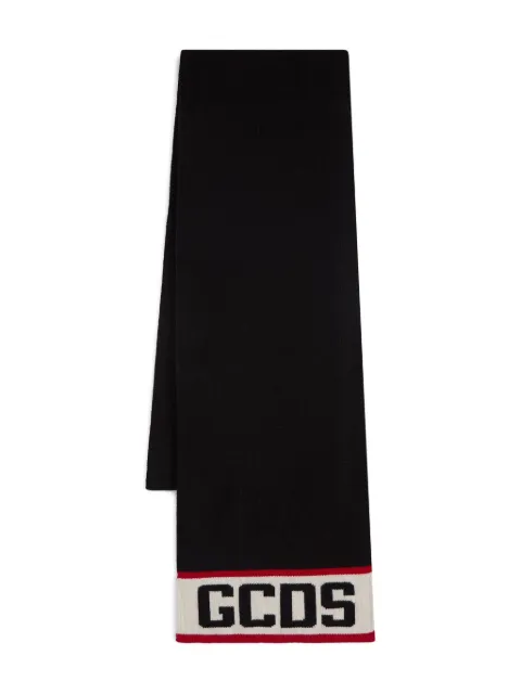 GCDS logo knitted scarf Black B2CU5901K19