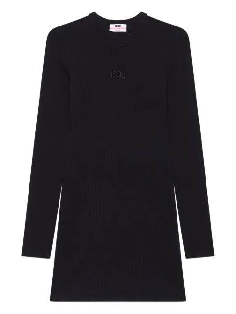 GCDS logo ribbed mini dress Black B2EW1004JA2