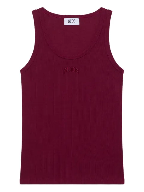 GCDS ribbed embroidered tank top Red B2EW2801JA2