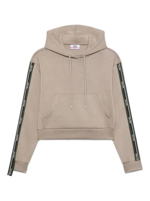 GCDS stripe-knit hooded knitted top Neutrals B2EW1902JJ3
