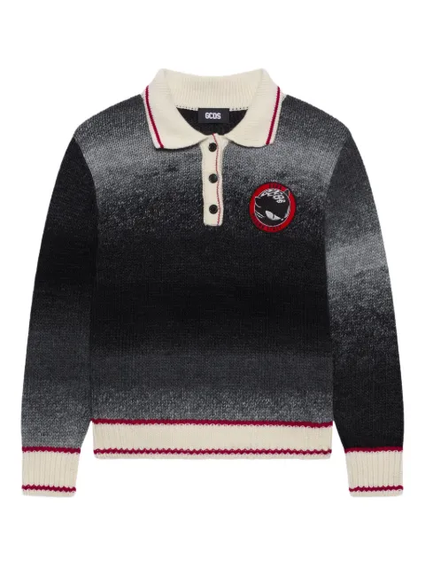 GCDS polo collar embroidered polo top Grey B2CW2512KJ3